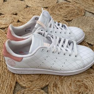 White & baby pink adidas originals